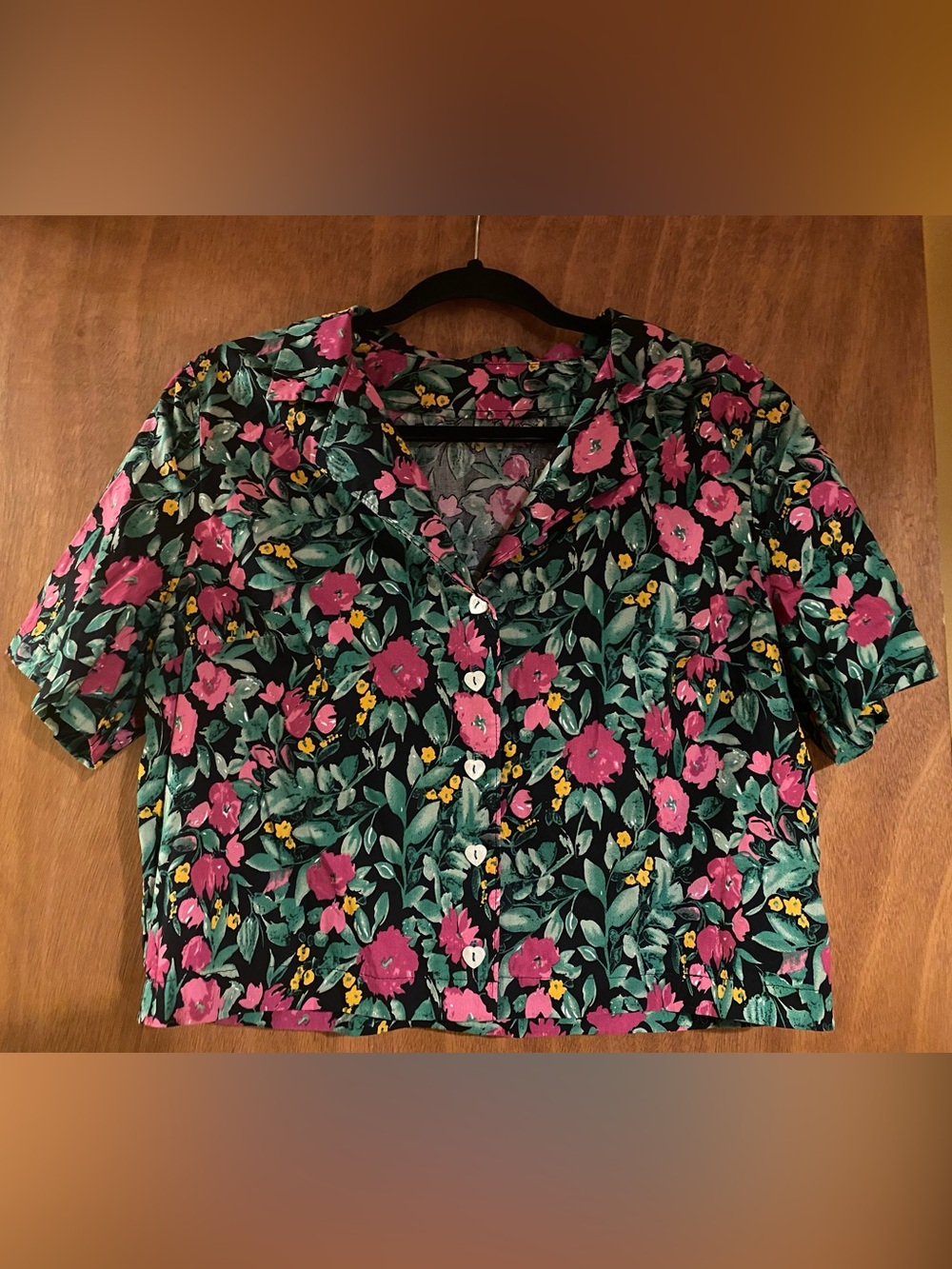 Handmade Floral Button-Up Crop Top